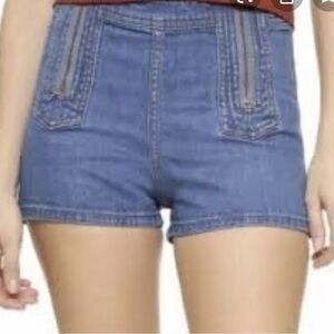 Free People Be Mine Double Zipper Shorts High Waist Size 26